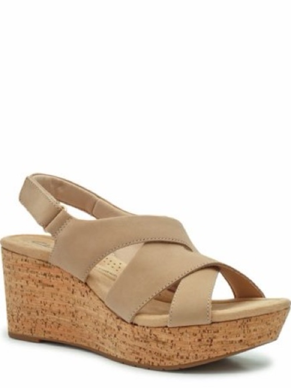 Clarks Unstructured Women’s Light Tan Cross-Strap Slingback wedge Sandals 8.5